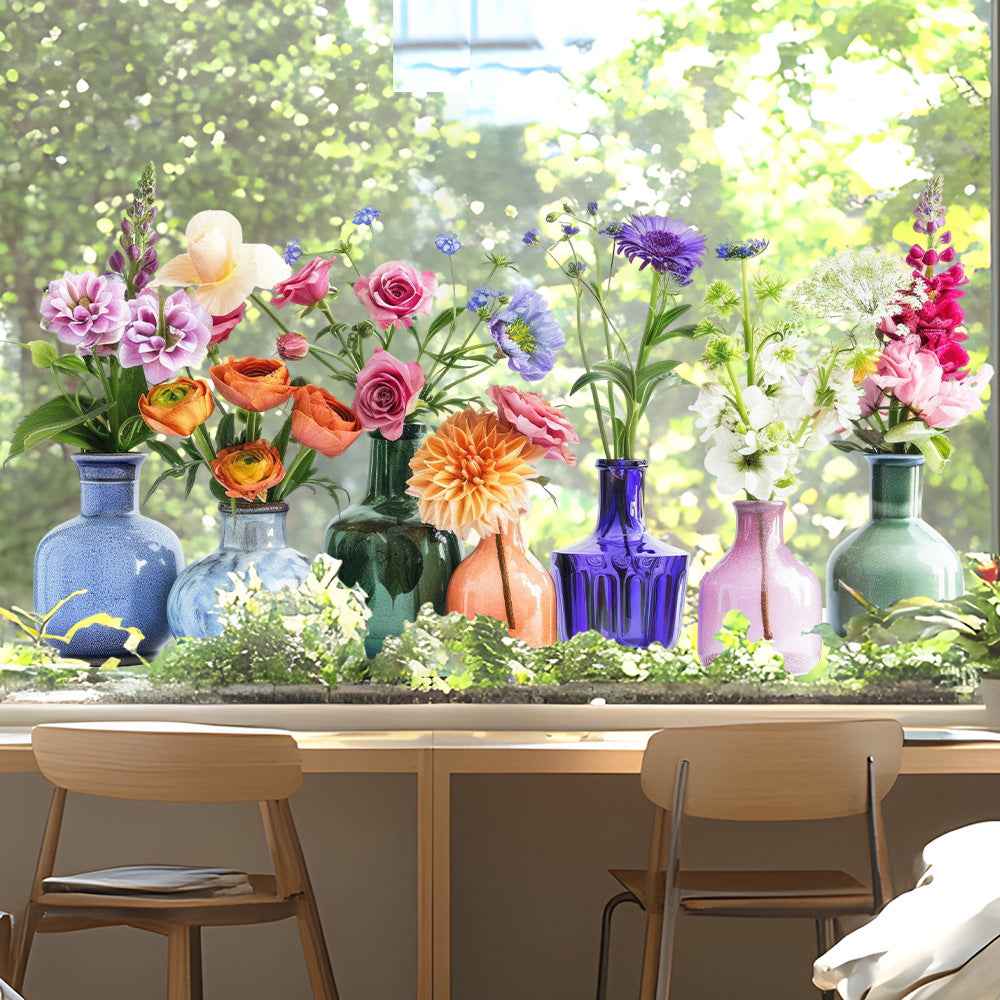 FloraGlow – Vibrant Flower Bouquet Window Sticker