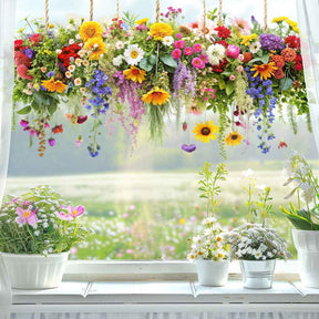 FloraGlow – Vibrant Flower Bouquet Window Sticker