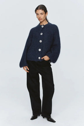 StyleNest – Casual Long Sleeve Navy Cardigan