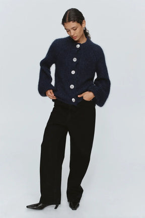 StyleNest – Casual Long Sleeve Navy Cardigan