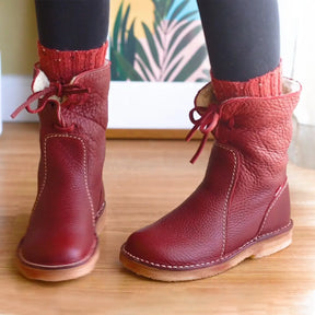 WATERPROOF LEATHER POLAR BOOTS WITH WOOL LINING | Lupi