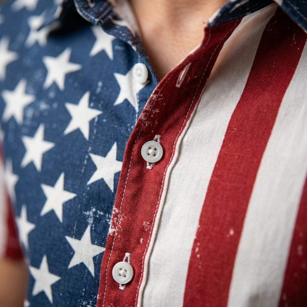 FreedomFlora – American Flag Tropical Shirt