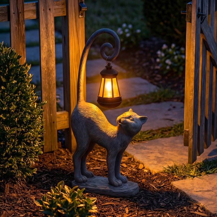 GardenPurr – Solar Cat Hanging Lantern Decor