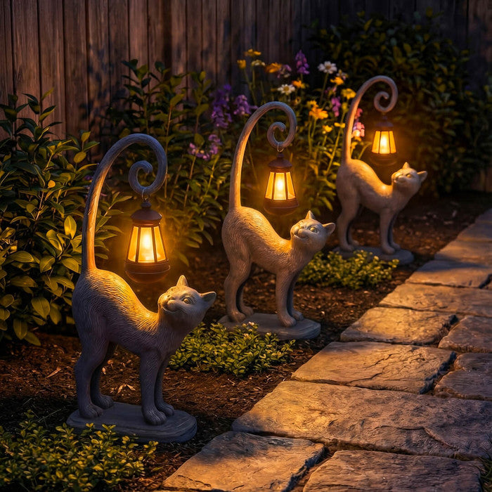 GardenPurr – Solar Cat Hanging Lantern Decor