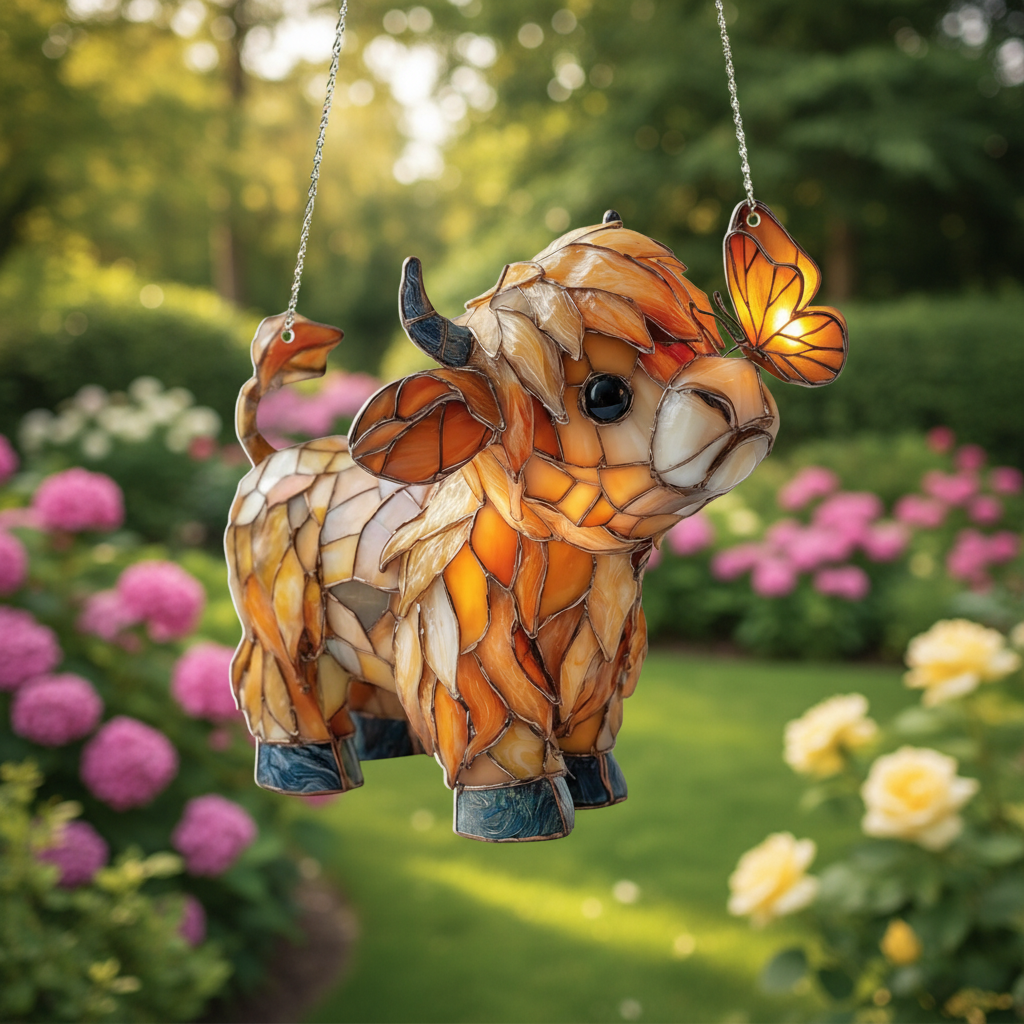 SunMeadow Cow – Glass Style Suncatcher