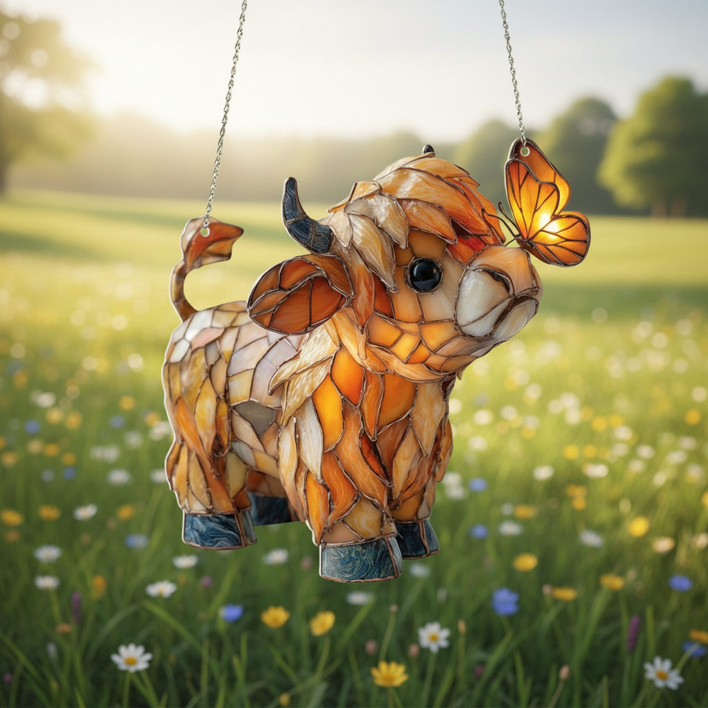 SunMeadow Cow – Glass Style Suncatcher