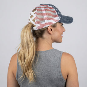 LibertyMesh – American Flag Ponytail Hat