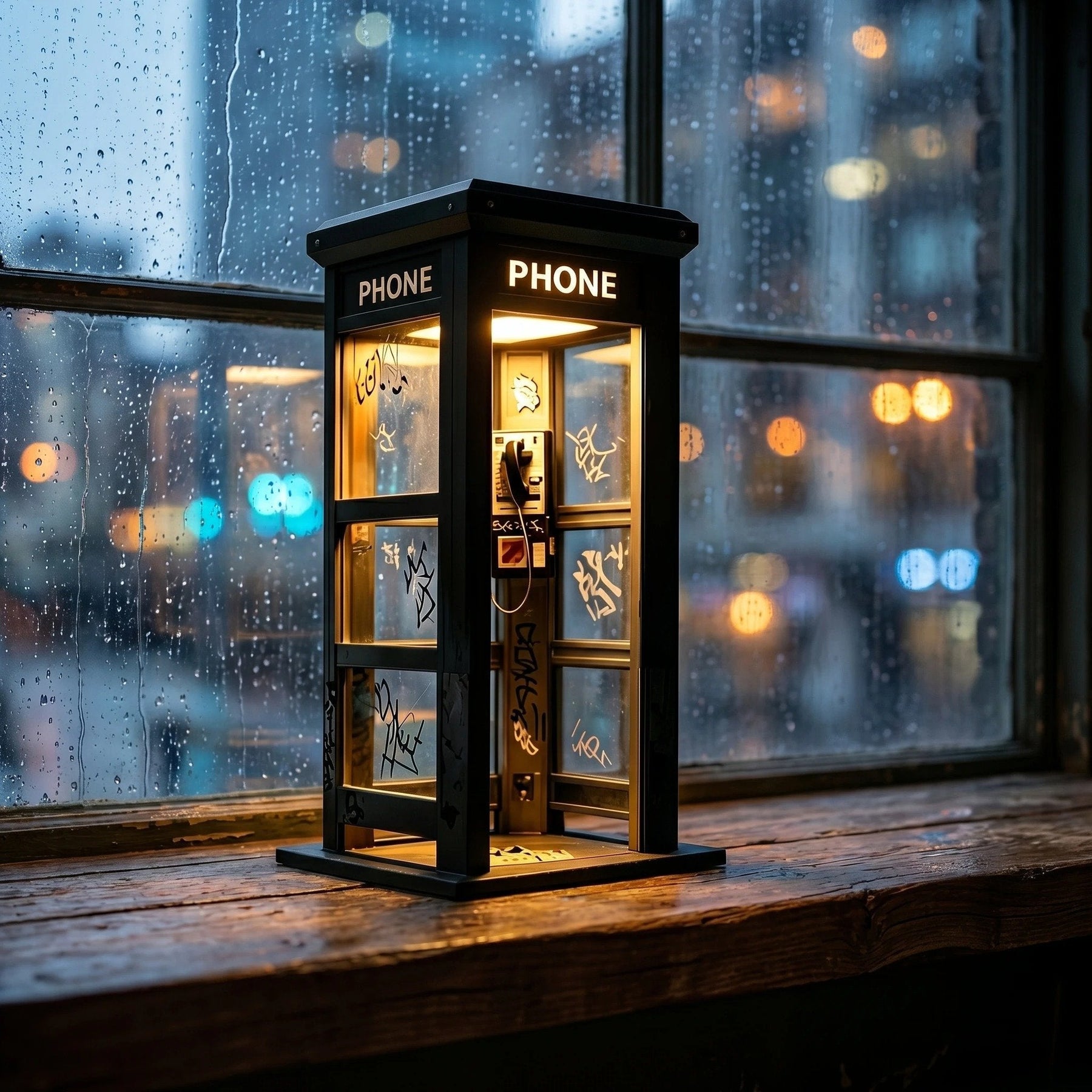 NoirBooth Glow - Vintage Phone Booth Ambient Lamp