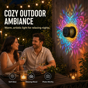 MandalaGlow - Solar Mandala Wall Light Outdoor Fence Projector Lamp