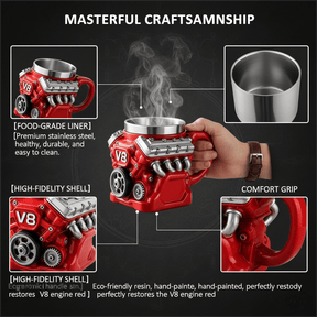 ⚡Ultimate V8 Engine Stainless Steel 3D Mug & A Gearhead's Dream✨