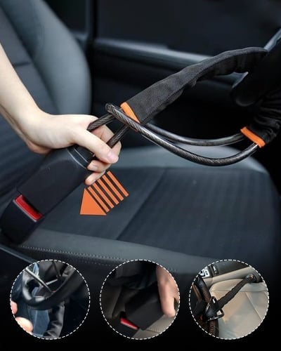 DriveDefender | Seat Belt + Steering Wheel Car Lock System