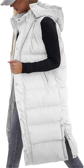QuiltChic – Women's Long Puffer Vest with Hood