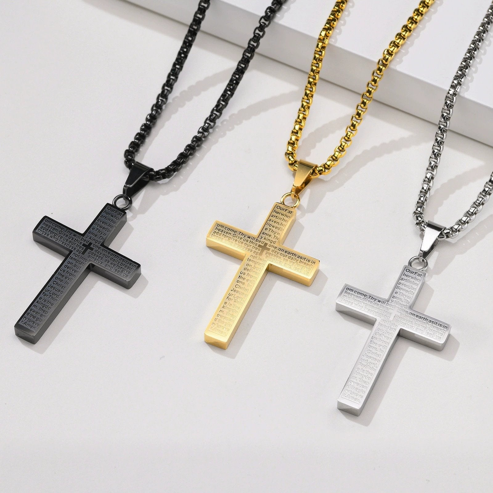 FaithScript – Lord’s Prayer Scribble Cross Necklace