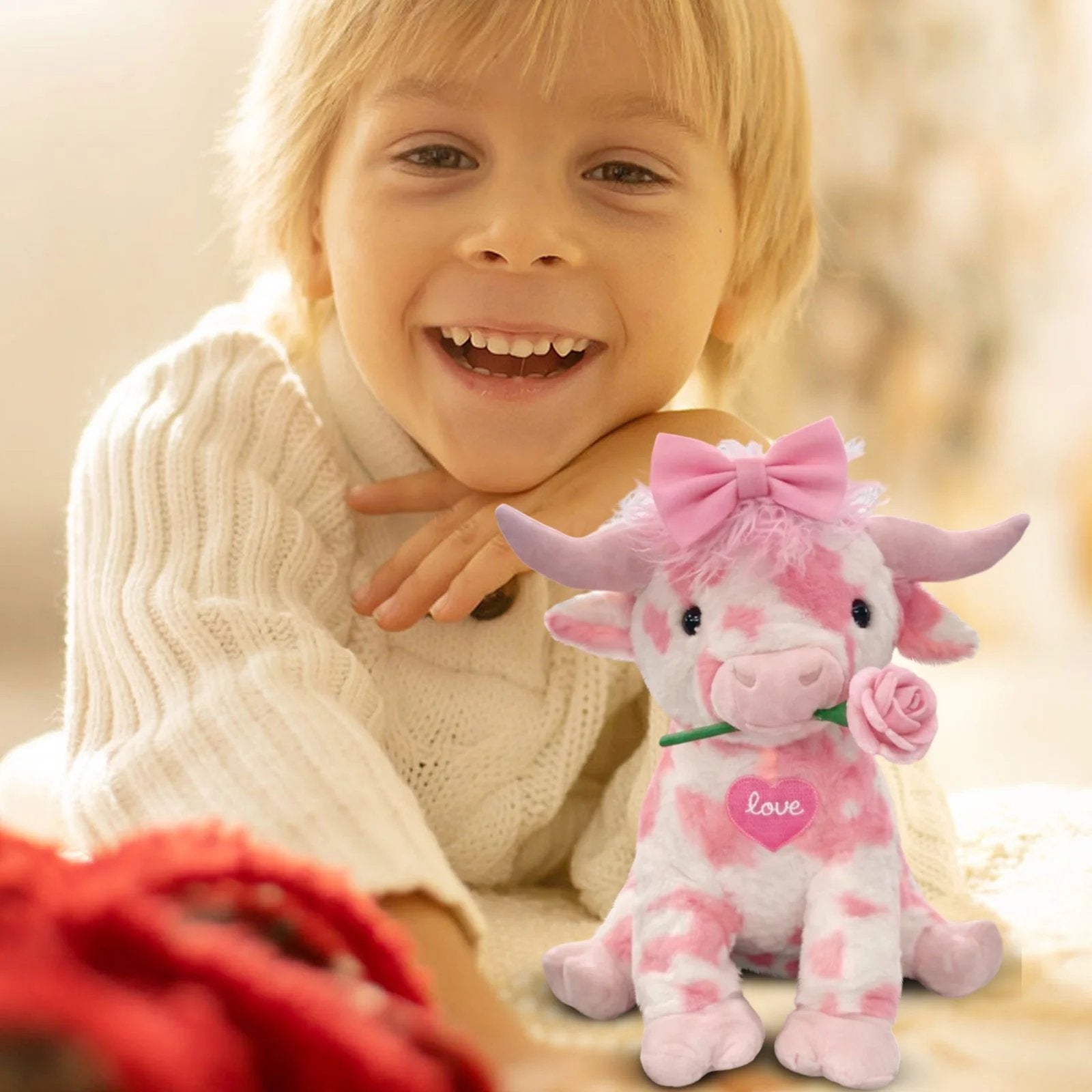 FluffyMoo – Cute Pink Cow Plush Doll
