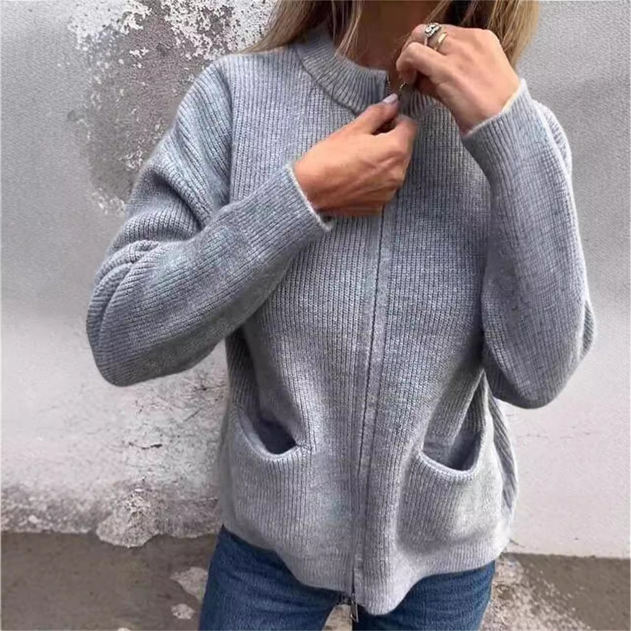AutumnAura Zip – Soft Knit Jacket