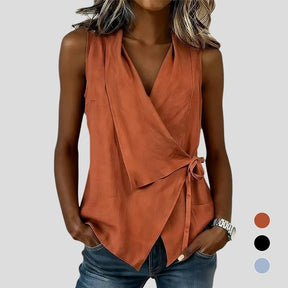 LinenLuxe – Crisscross Tie Tank Top