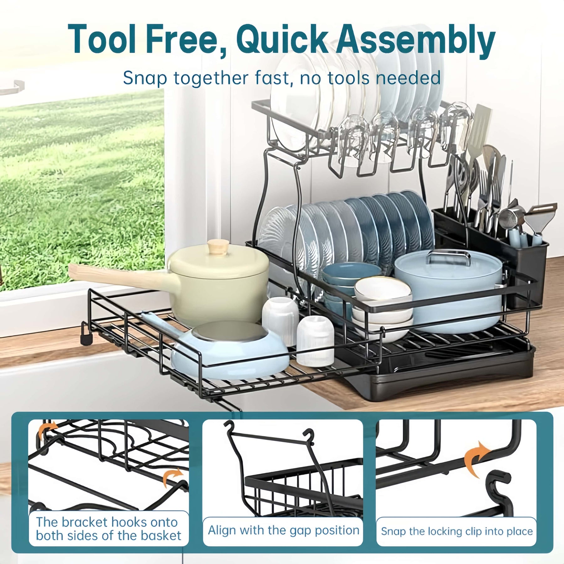 KitchenFlow – Adjustable Dish Drying Storage Rack