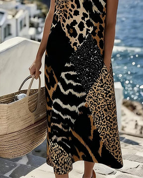 SavannaChic Midi – Leopard Shift Dress