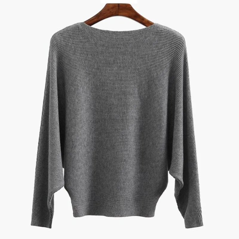 CozyWave – Women’s Boat Neck Bat Sleeve Knitted Sweater