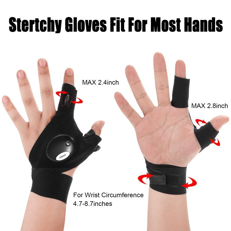 GlowGrip – Hands-Free LED Half Finger Gloves