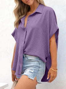 LunaWear – Casual Button Slit Hem Women’s Top