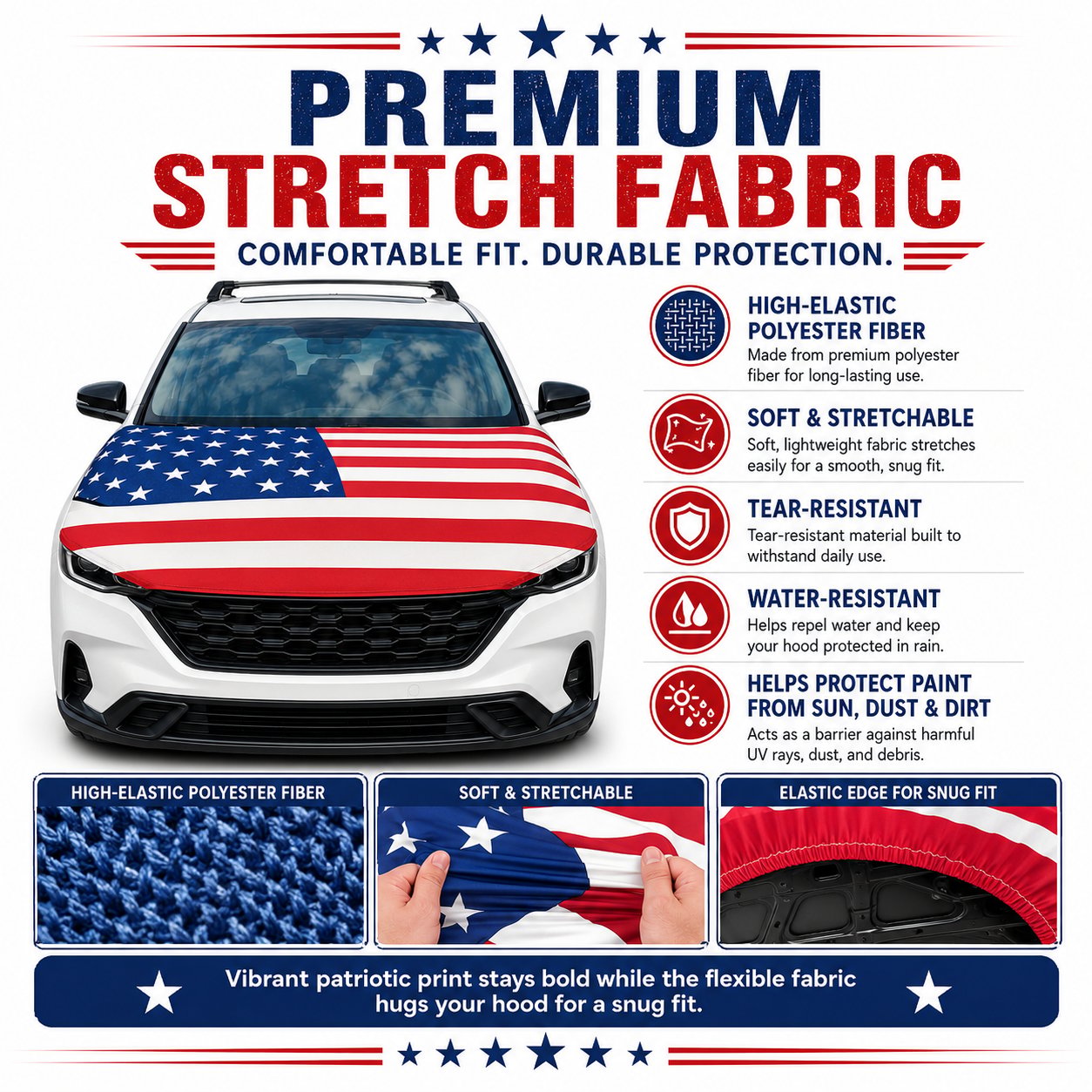 LibertyShield – American Flag Car Hood Cover