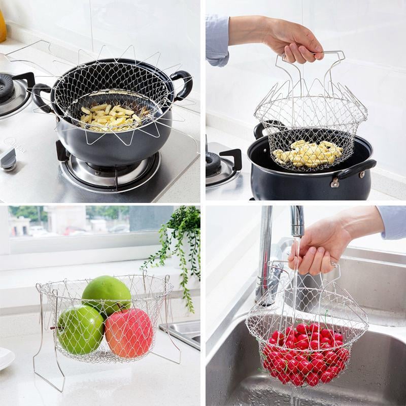 FlexiStrain – Retractable Stainless Steel Cooking Basket