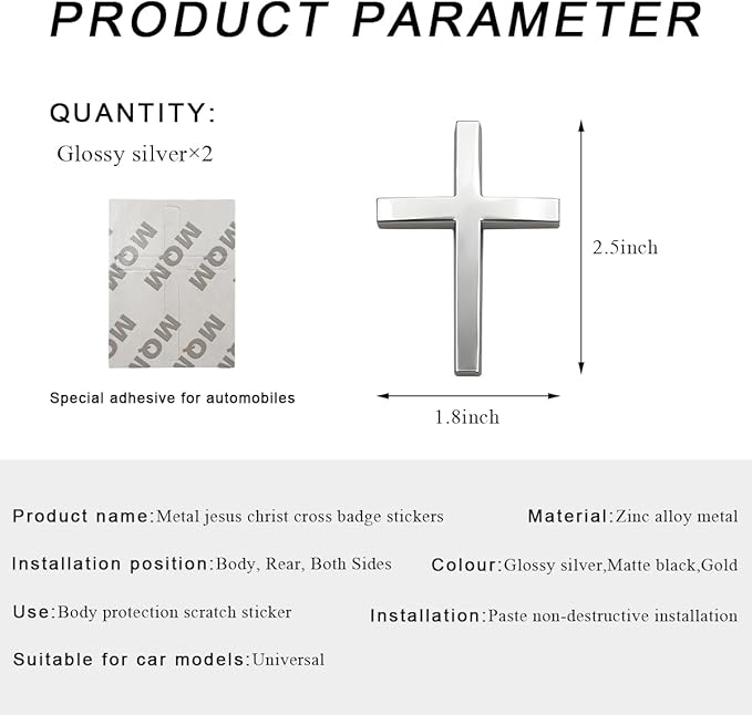 FaithRide – 3D Metal Cross Car Sticker