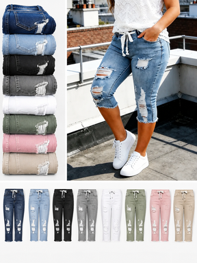 DenimBloom –  High Waist Cropped Denim Jeans