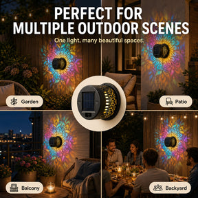 MandalaGlow - Solar Mandala Wall Light Outdoor Fence Projector Lamp