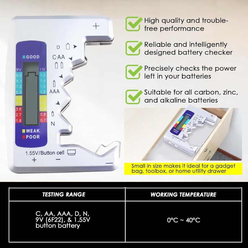 PowerCheck - Universal LCD Battery Tester – Know Your Battery Instantly