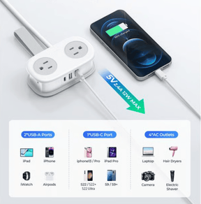 VoltPack – Compact 4-Outlet Power Strip for Travel