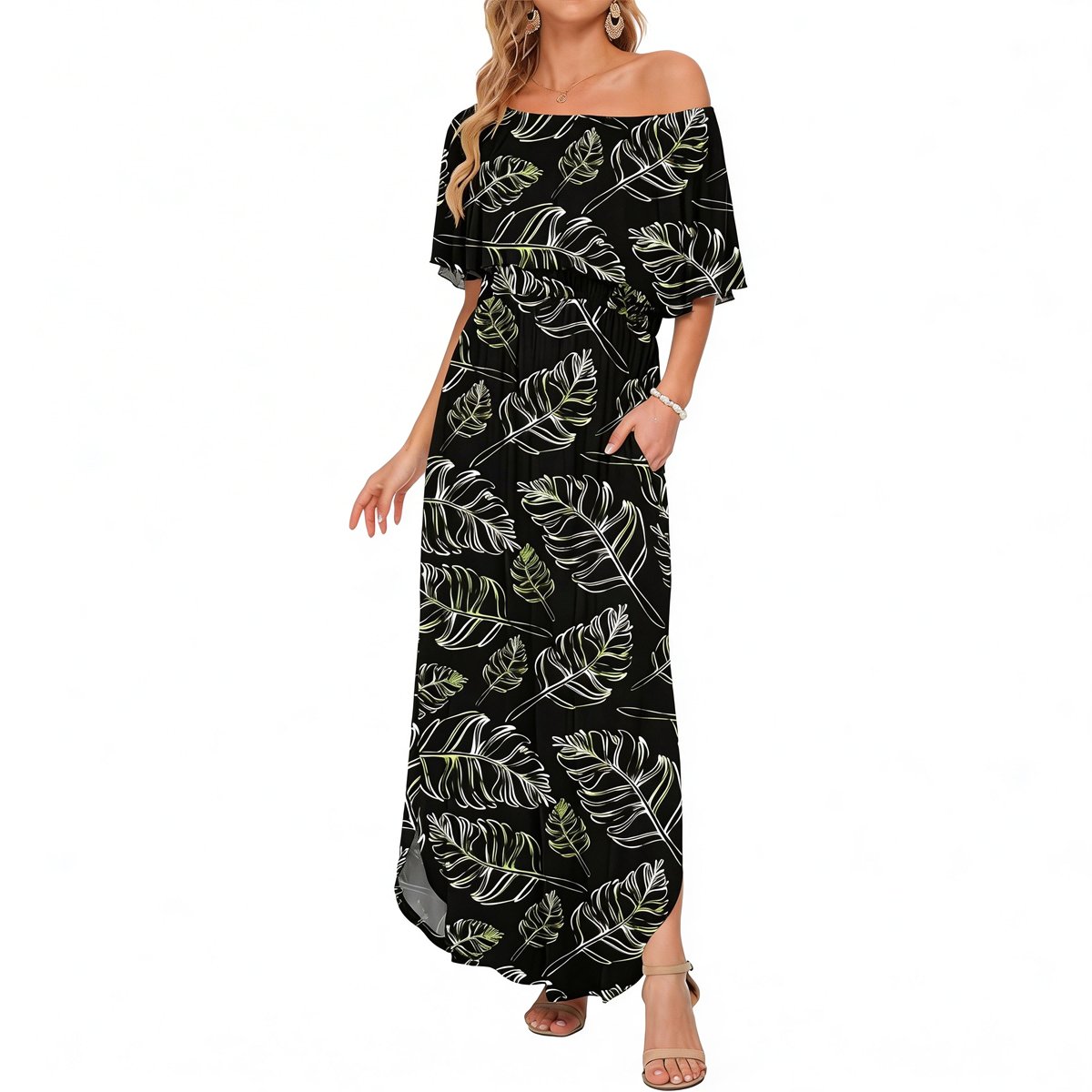 GraceLoom – Flowing Shoulder Dress