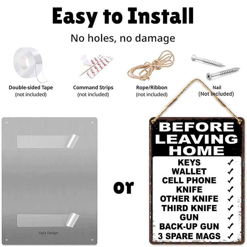 HomeHype – Funny “Before Leaving Home” Metal Sign