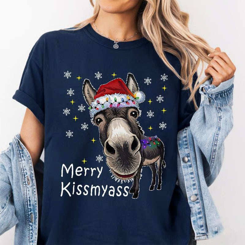 KissMyAss - Funny Donkey Christmas T-Shirt