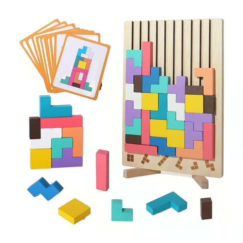 TetraMind – Montessori Wooden Puzzle Set