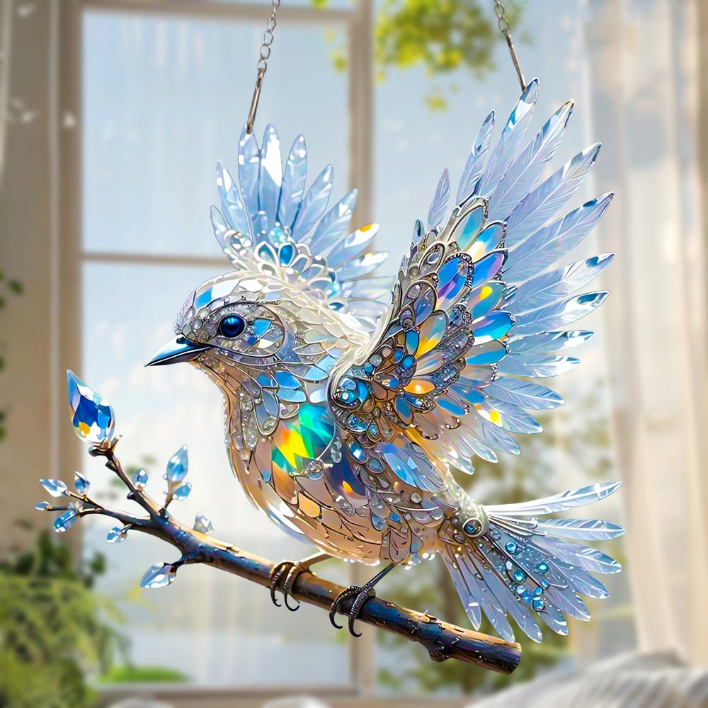 BlueWing Harmony – Double-Sided Acrylic Bird