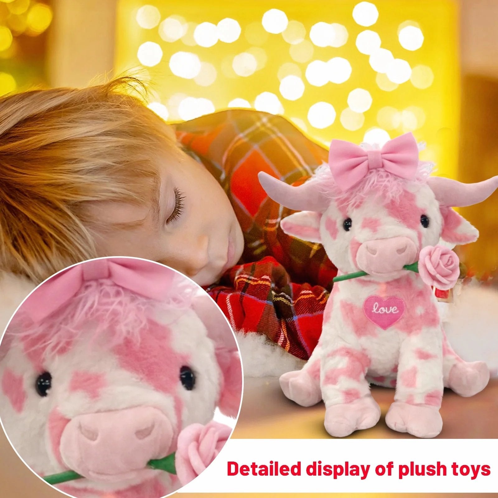 FluffyMoo – Cute Pink Cow Plush Doll