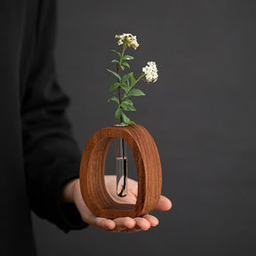NatureNest – Solid Wood Glass Flower Vase