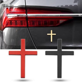 FaithRide – 3D Metal Cross Car Sticker