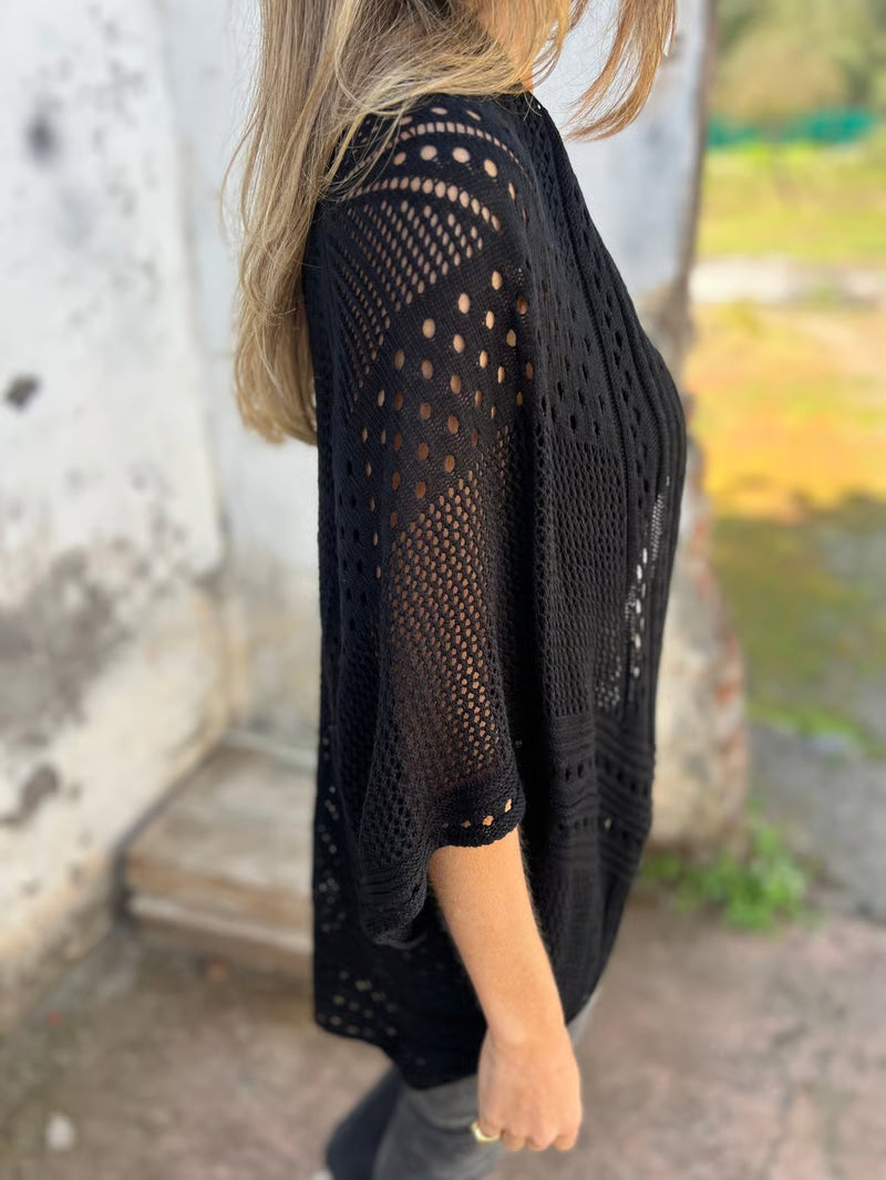 CloudWeave – Hollow Half Sleeve Cardigan
