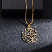 MoonKnot – Celtic Crescent Steel Pendant Necklace
