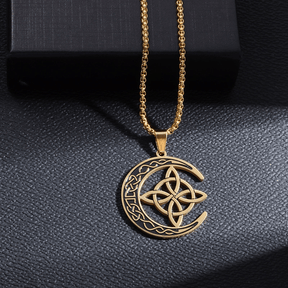 MoonKnot – Celtic Crescent Steel Pendant Necklace