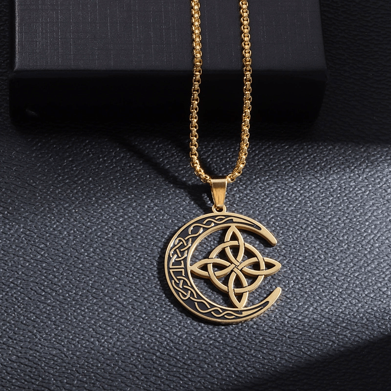 MoonKnot – Celtic Crescent Steel Pendant Necklace