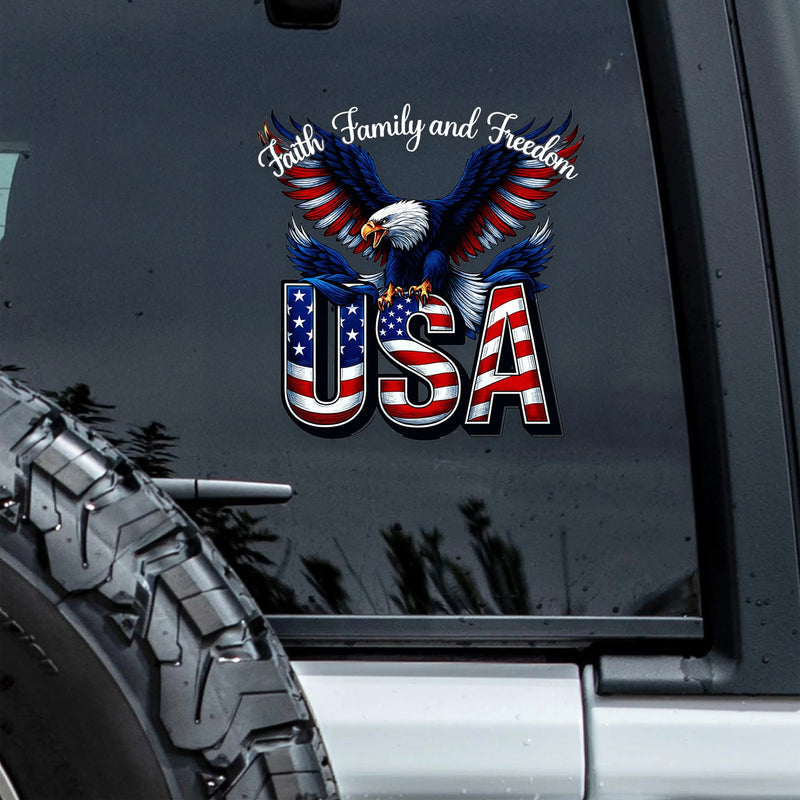 LibertyMark – America 250 Years Faith Family Freedom Car Decal