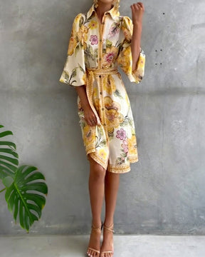 Eleganza Flow – Printed A-Line Dress