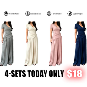 MaisonLuxe – Sophisticated Wrap Top & Wide Leg Pants Set