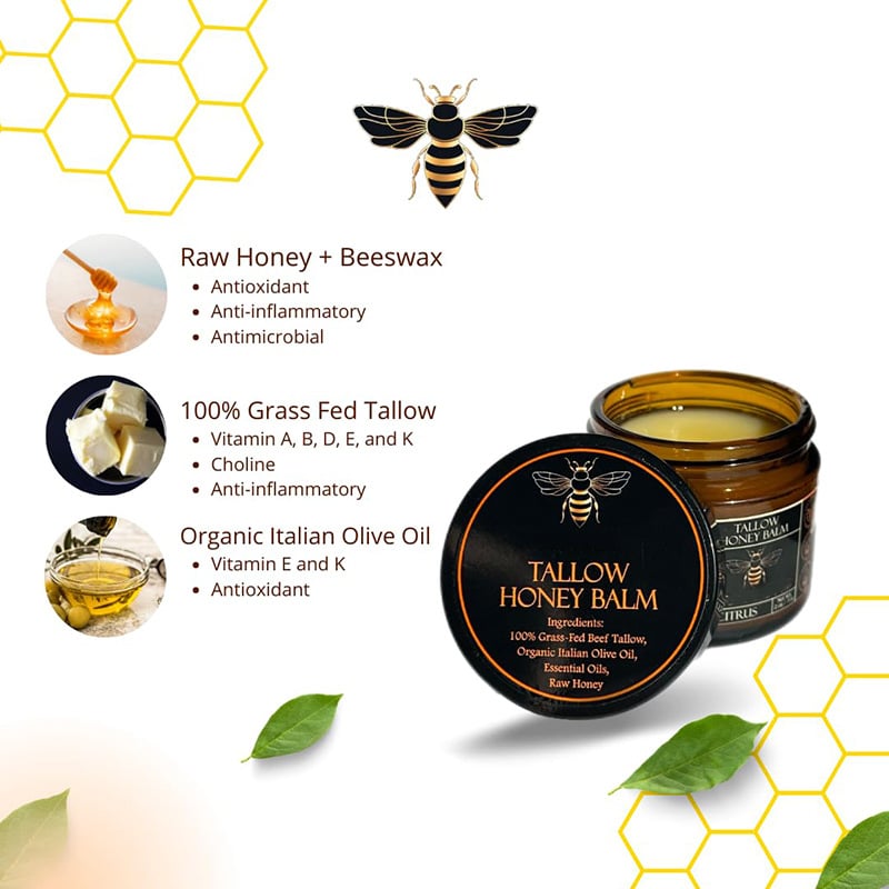 GlowTallow - Organic Nourishing Balm with Raw Honey