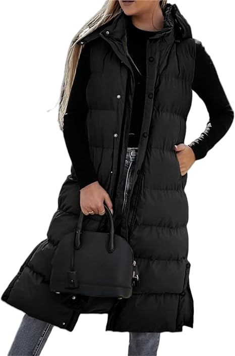 QuiltChic – Women's Long Puffer Vest with Hood