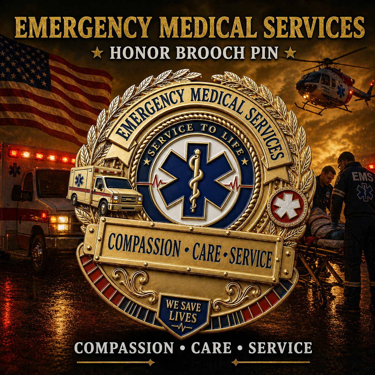 RescueStar – Emergency Medical Services Badge Pin